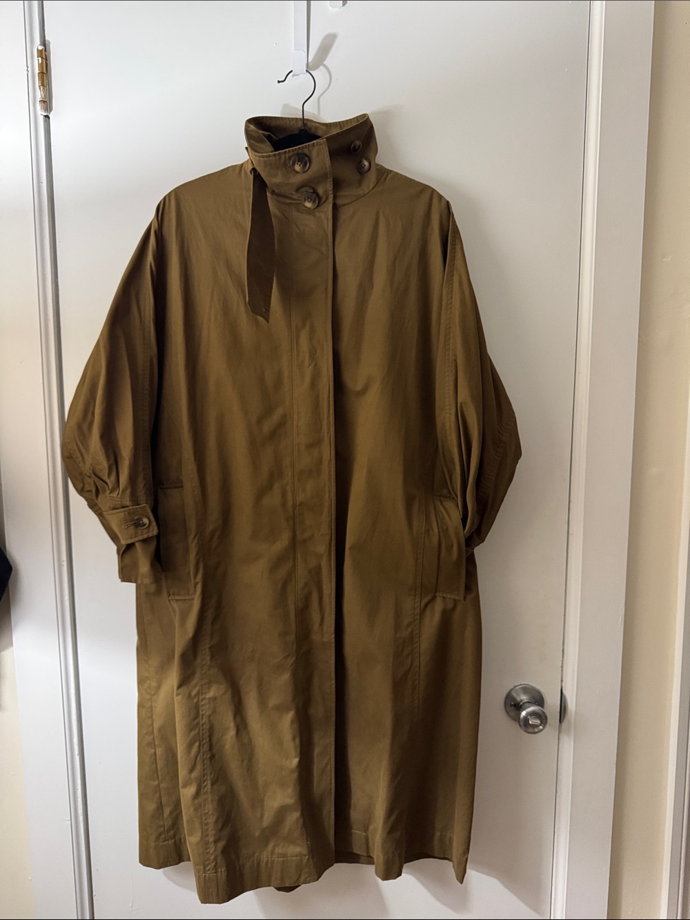 Zara Olive Green High-Collar Trench Coat